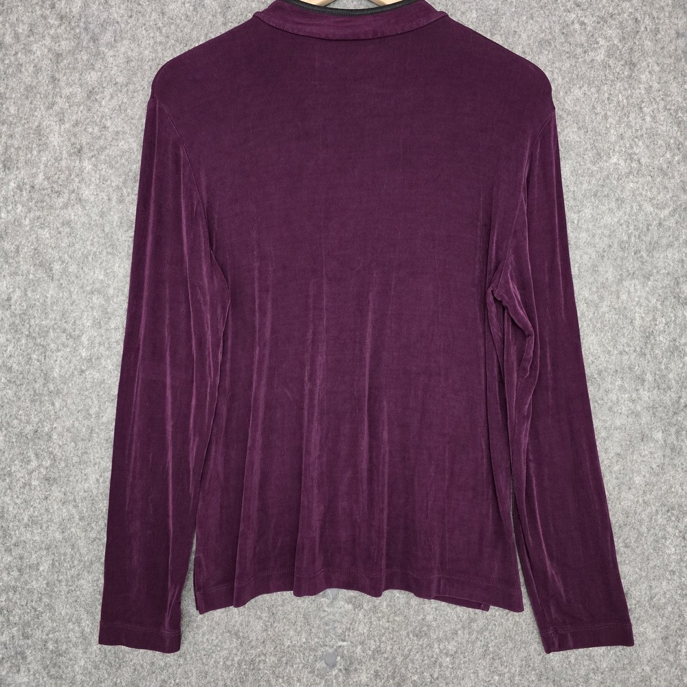 Chico's Travelers Blouse Womens 2(L/12) Purple Mandarin Collar Asian Buttons Top - Picture 3 of 11